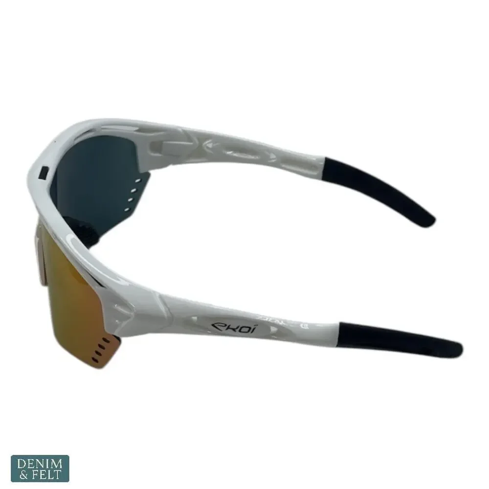 NEW EKOI‎ Persoevo4 White Revo Red Cycling Sunglasses Sport Shield Lens Unisex